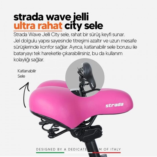 Strada E-Sis 250W 36V 10,4Ah 25 Km/h Pembe