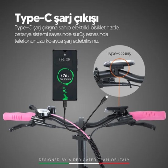 Strada E-Sis 250W 36V 10,4Ah 25 Km/h Pembe
